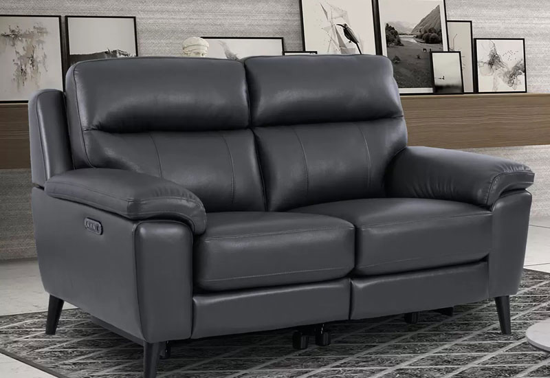 Grace Dark Grey Leather Reclining 2 Seater Sofa taghmon furniture store wexford